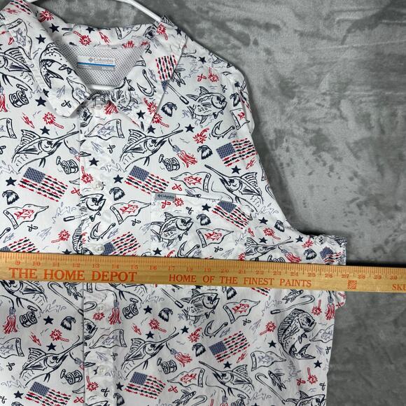 Columbia PFG‎ Vented SS Shirt Mens 2XL Printed USA Flag - Picture 11 of 13